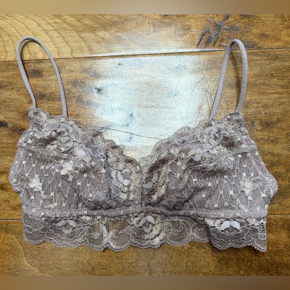 Free People Intimately Lace Bralette Taupe Shimmer XS/S NWOT